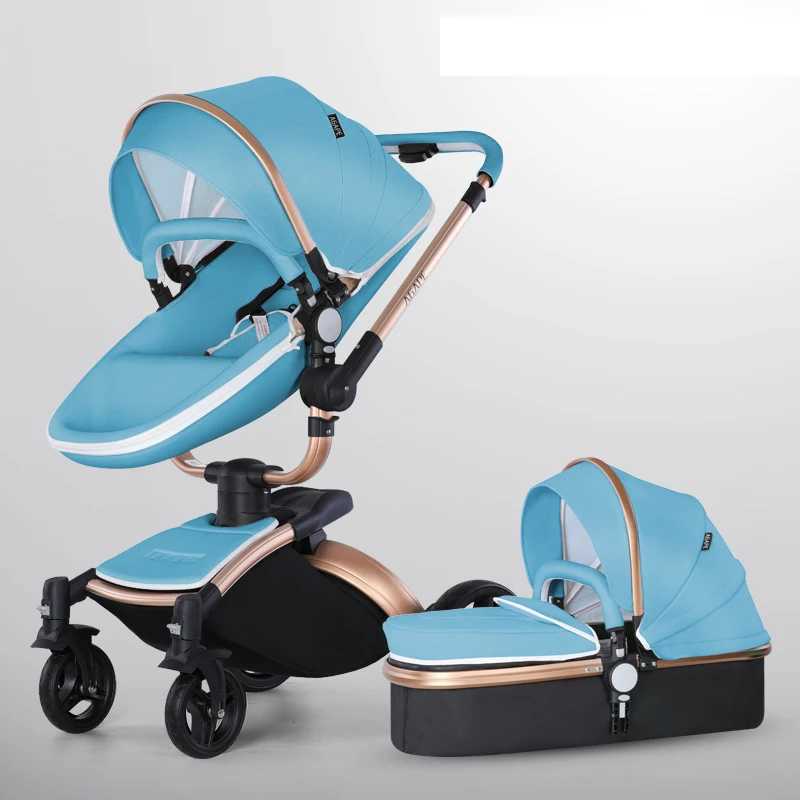New high-quality baby stroller 3/2-in-1 baby Pram high landscape folding PU leather tenderwagen baby stroller baby strollerXJ250411