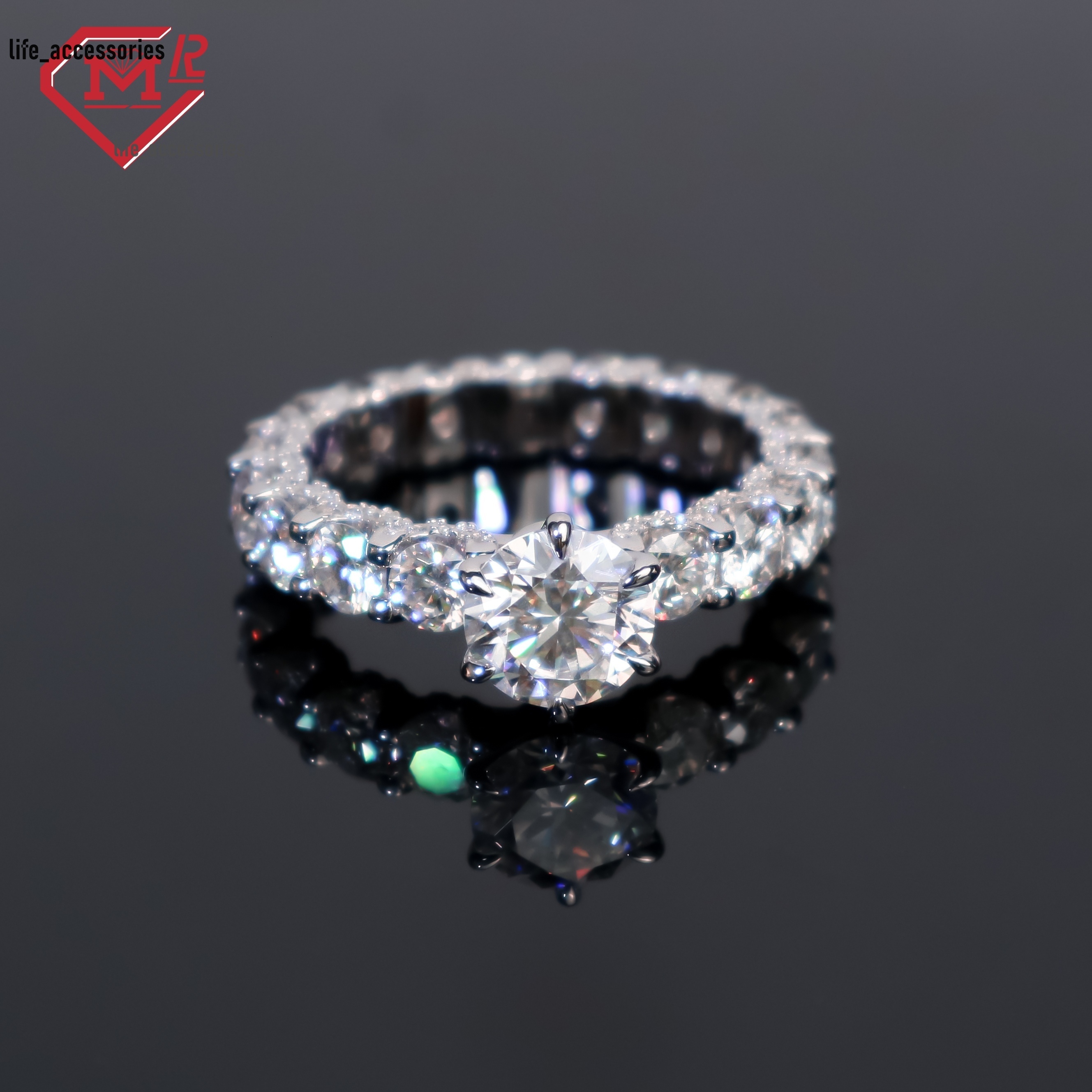 Custom Moissanite Engagement Ring S925 Gra Certificated Luxury Tennis Hip Hop VVS Moissanite Ring