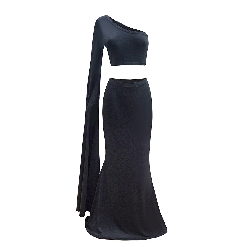 2025 New Summer Sexy One Shoulder Sleeve Open Umbilical Long Dress