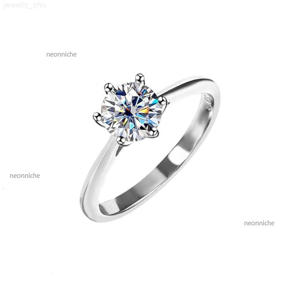 Pass Dia Tester For Women Sterg Sier 1CT VVS Moissanite Love Ring Daughter Girl Wed Engagement Rings Mens Jewelry Woman Gift