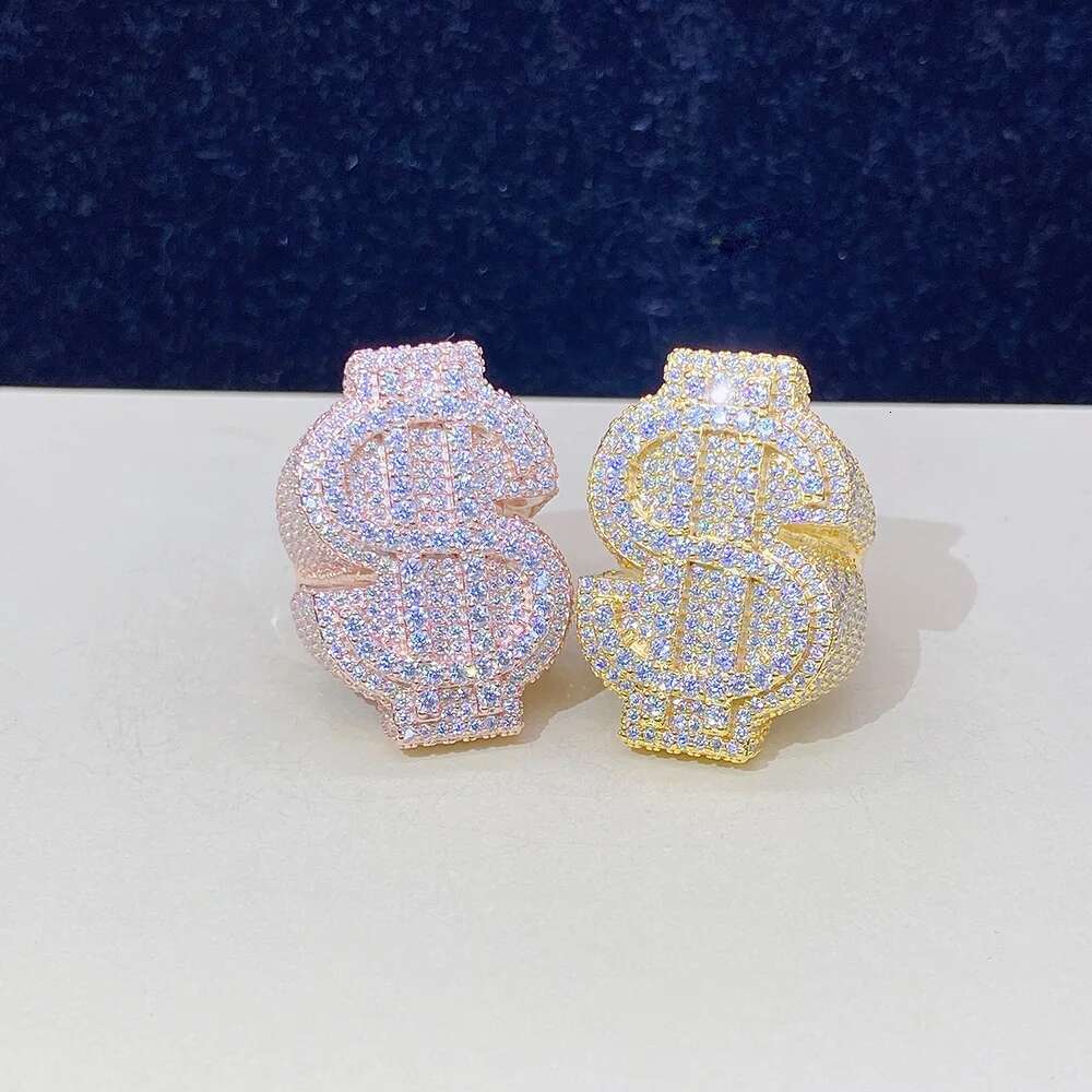 Full Moissanite Diamond D Color Womens Hip-hop Ring S925 Sterling Sliver 18K White Gold Rings Fine Jewelry for Women Men