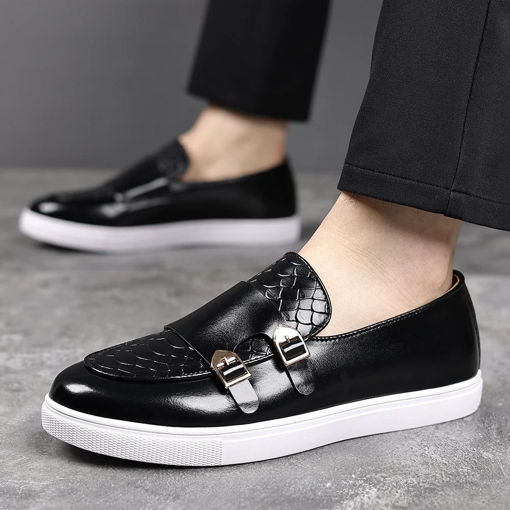 Solid-Color Mens Casual Loafers For Autumn And Winter Fashionable Pattern Double-Breasted Comfortable Flat Shoes 251106