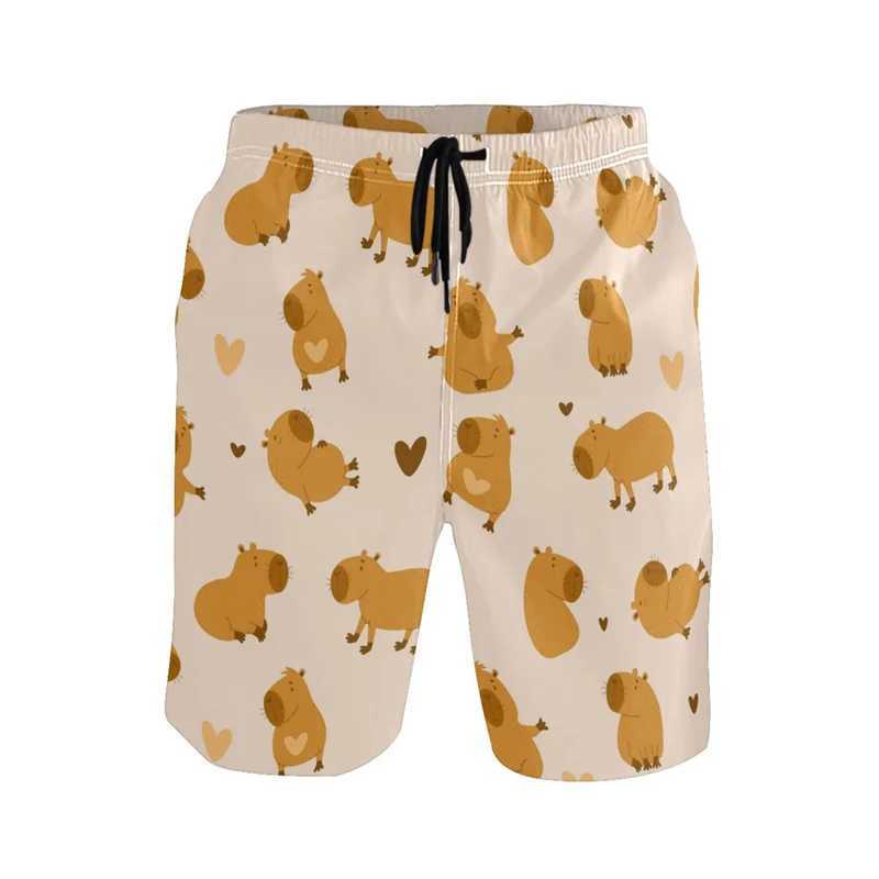 Cartoon animal 3D printing Capybara beach shorts mens cool summer surfboard shorts quick drying sports loose swim trunks childrens clothingW250410