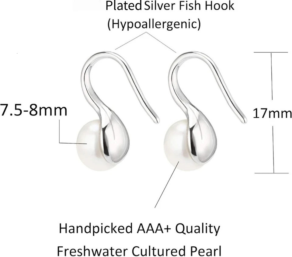 Silver Plated Gold Hoop Handpicked Quality White Freshwater Cultured Pearl Dangle Drop Earrings Jewelry for Women 251103