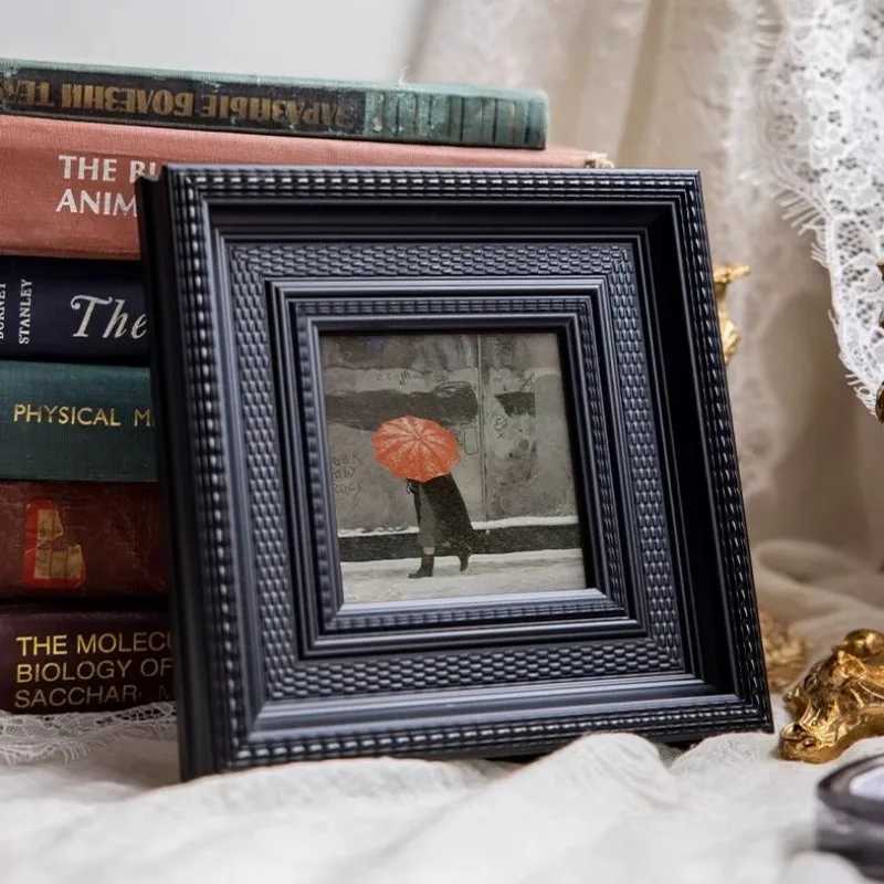 Stylish Black Photo Framing Solid Wood Light Luxury Designer Frames Creative Picture Frame Cornice Room Decoration L251110 H260306