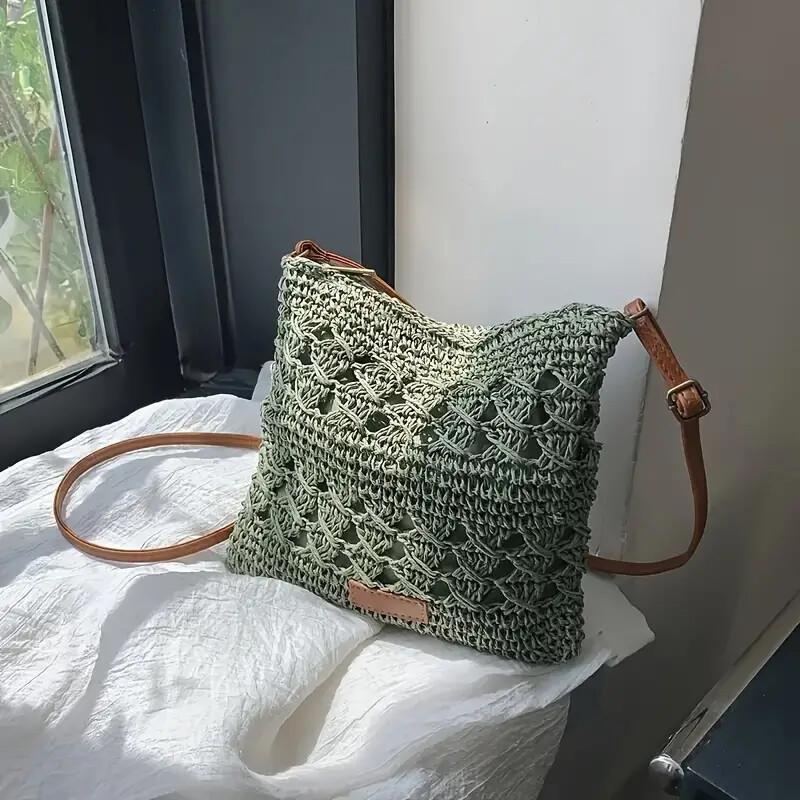 One Mini Solid Crochet Crossbody Bag With Adjustable Shoulder Strap For Women, Perfect As A Gift For Leisure, Woven Mini Bag ddmynov