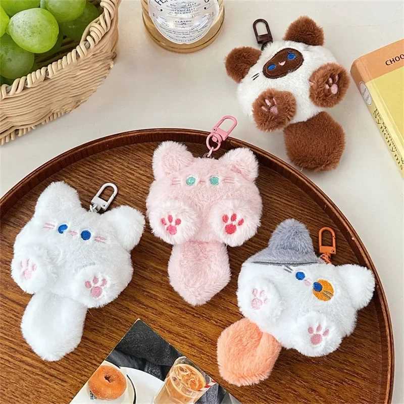 Cute fur kitten keychain fur cat shaped pendant backpack doll phone chain anti loss keychain decoration gift W250411