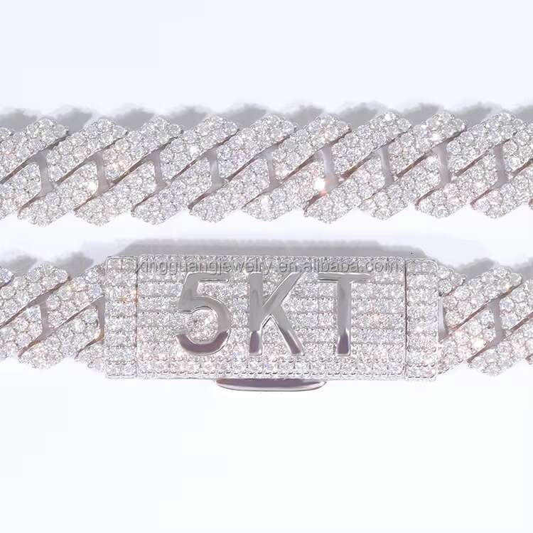 Custom 2 Rows 12mm Letter Cuban Chain 925 Sterling Silver Luxury Vvs Moissanite Miami Hip Hop Cuban Link Chain