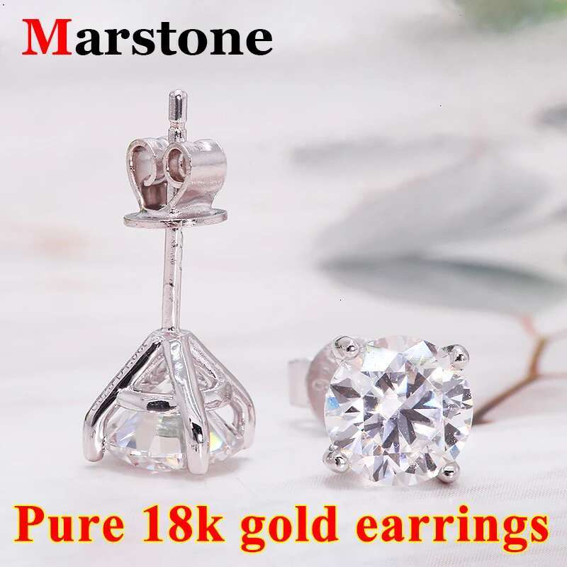 18K AU750 White Gold Womens Earrings 1CT D Color VVS1 Moissanite Wedding 18k Rose Yellow Gold Jewelry Ladys Earrings