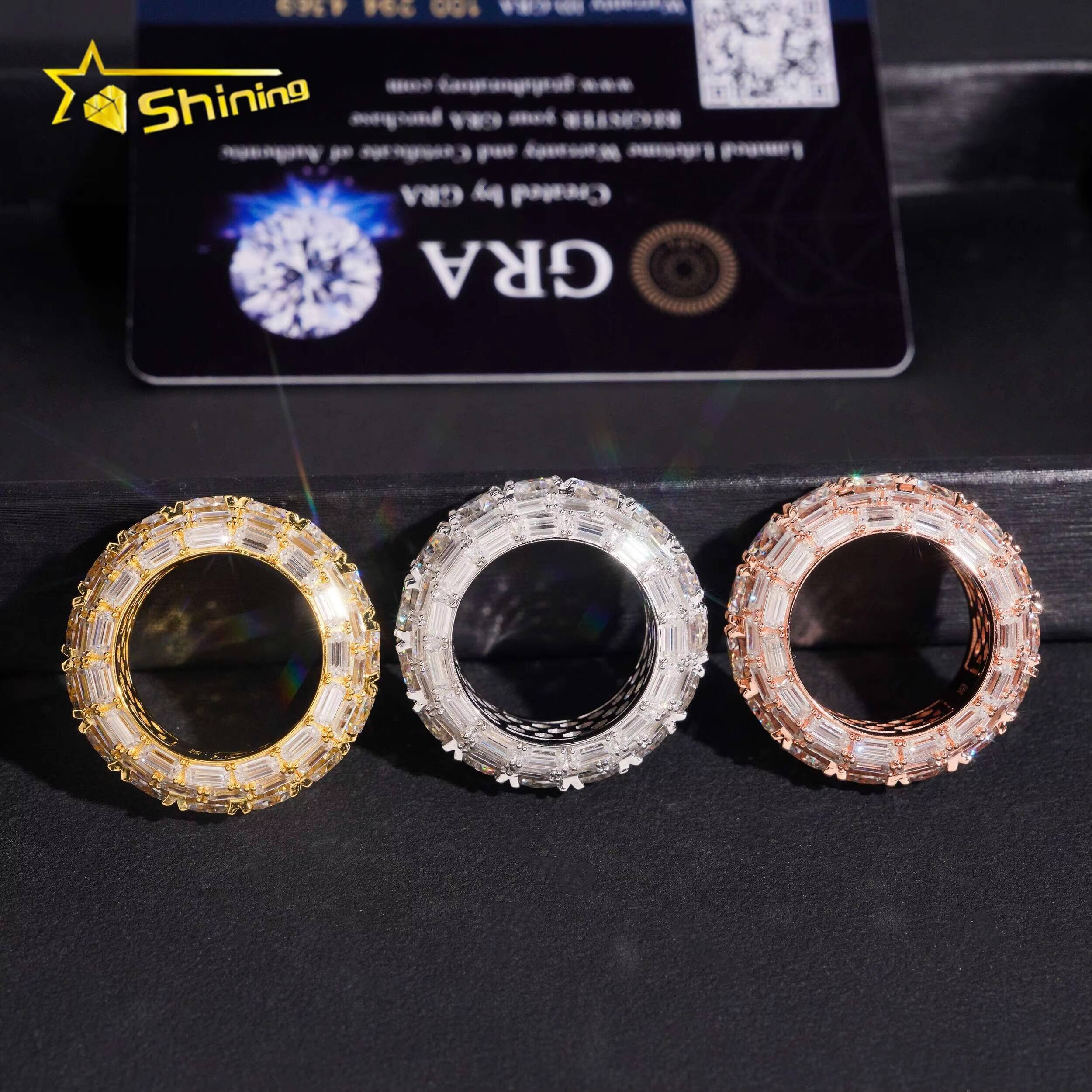New Arrival Pass Diamond Tester Wholesale Silver 925 VVS Moissanite Fully Iced Out Wedding Ring Engagement Eternity Band Ring
