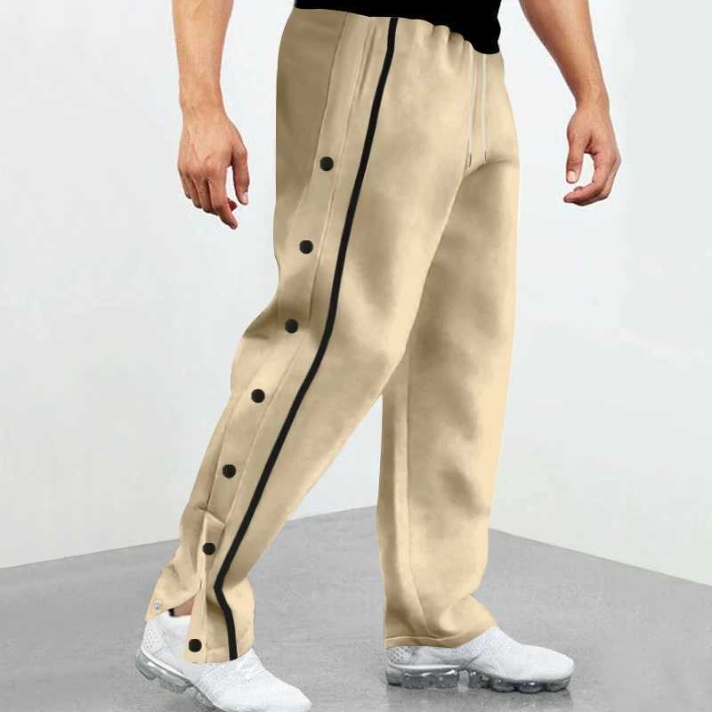 Spring and Autumn New Retro Straight Leg Mens Casual Side Buckle Design Sports Soft Sweating Pants Loose High StreetXJ250410