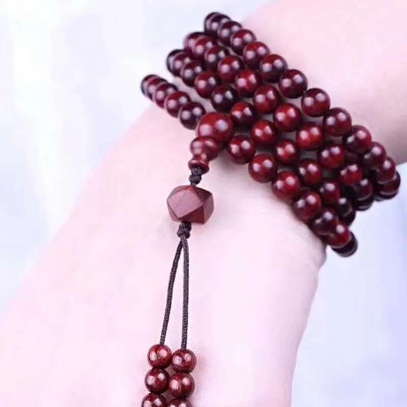 High-Grade Small Leaf Rosewood Eight Spirit Bracelet Holding Simple Male and Female Matching Style Necklace Prayer Beads B