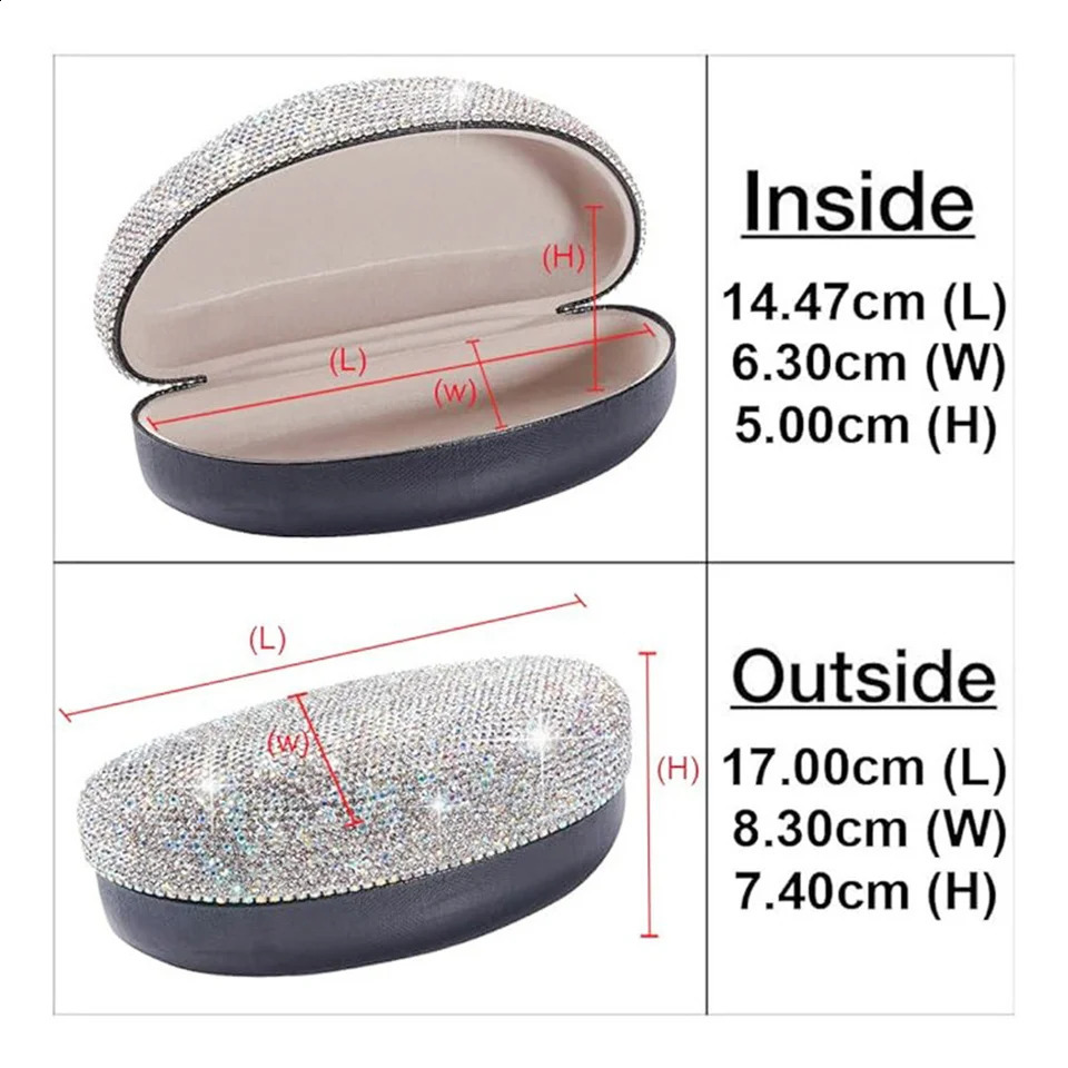 Shining Rhinestone Womens Sunglasses Box Diamond Glasses Box Hard Glasses Box Travel Bag Glasses Accessories 250409