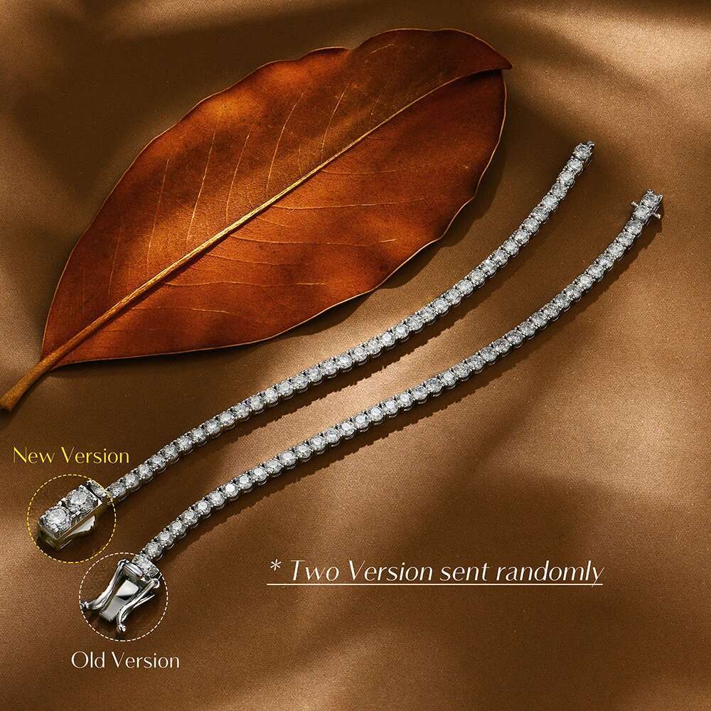 ATTAGEMS 4.0mm 5.0mm D Color Pass Diamond Tester GRC Round Cut White Gold Plated 925 Silver Moissanite Tennis Bracelet for Women