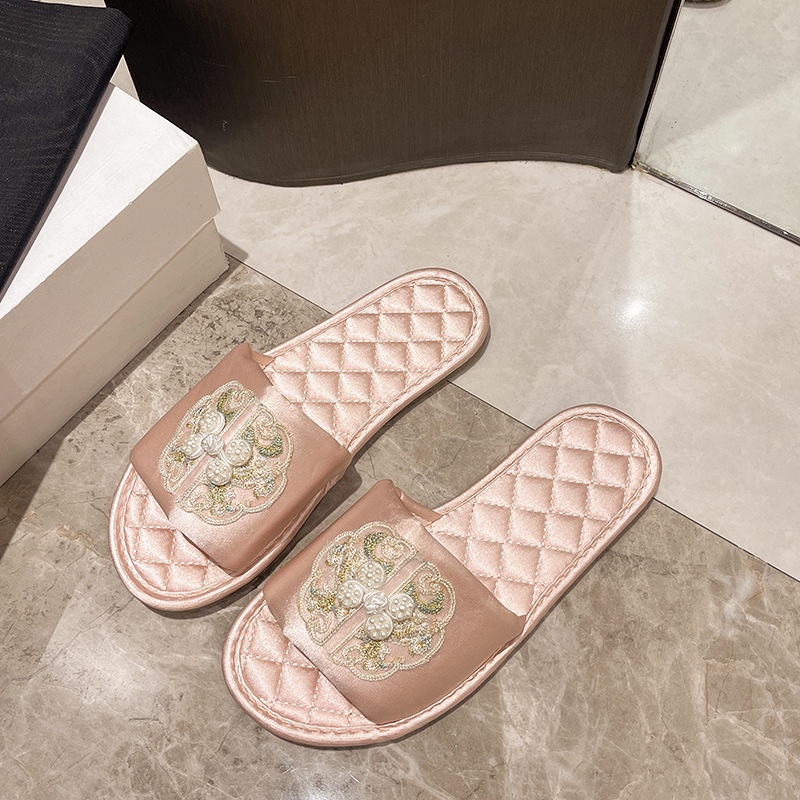New free delivery summer fashion new Chinese flat bottomed home cool mop light black red designer women sizes 35-40