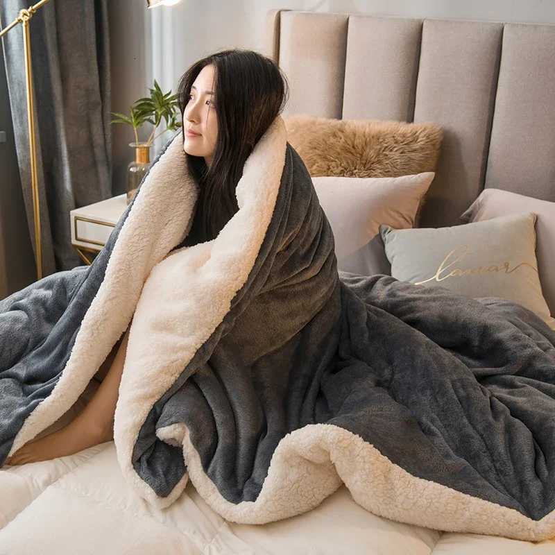 Wool Throw Blanket Keep Warm Winter Bed Blankets Double Sided Queen Duvet Cover Camping Double Bed Cover Bedspread On The Bed C251111