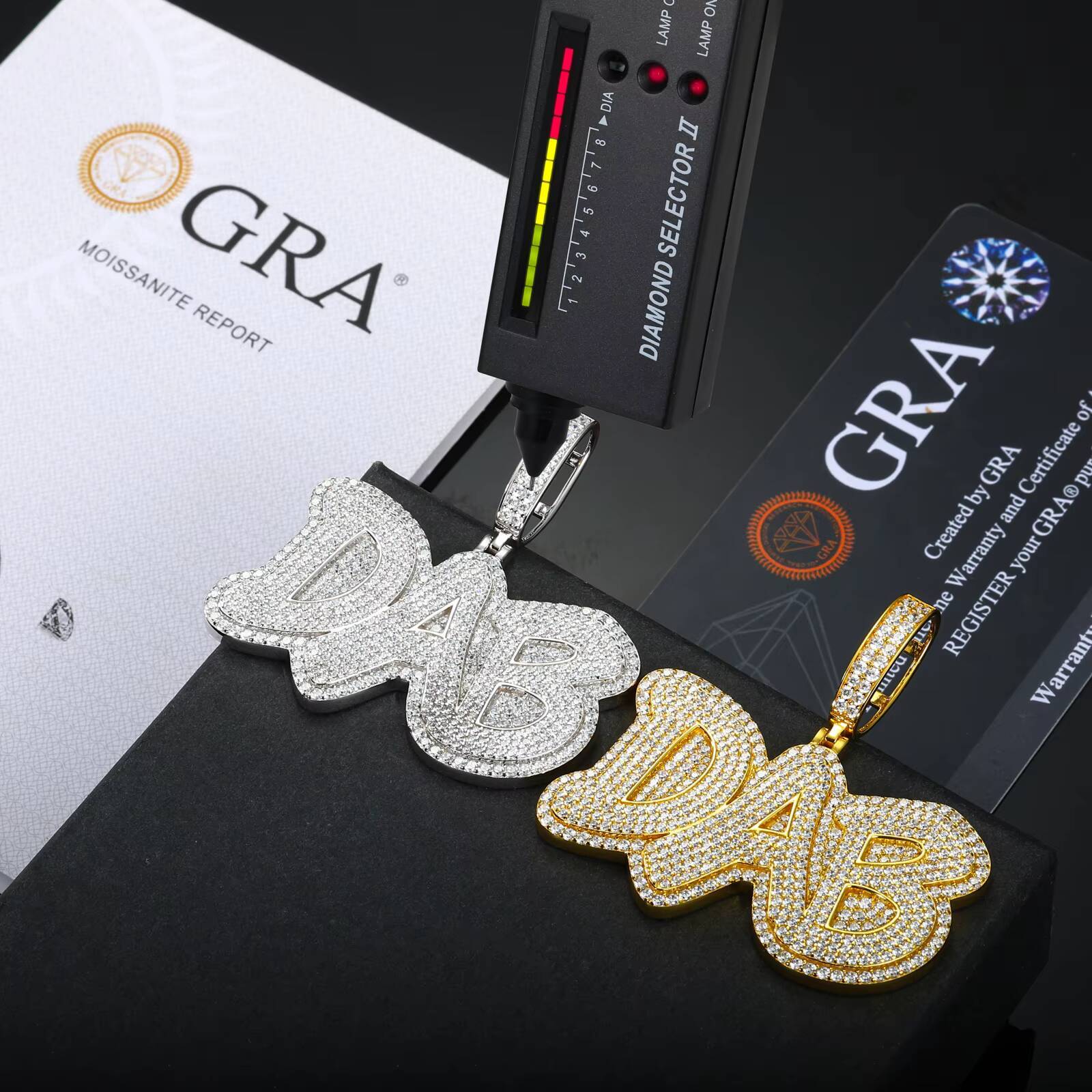 Moissanite Hip Hop Gesture Slang DAB Letter Pendant High Quality Handmade 925 Sterling Silver Lab Mossanite Diamond Mens Jewelry Customizable