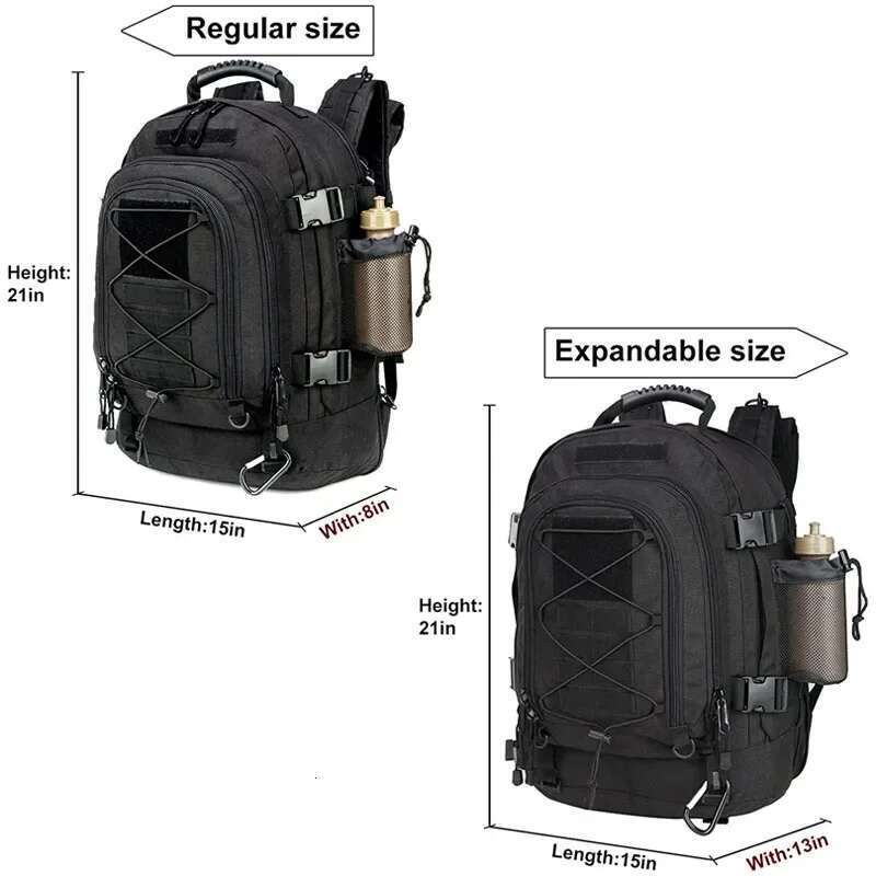 Tactical Backpack Men 60L Molle Assault Rucksack Heavy Duty Waterproof Large Capacity Bug Out Bag for Hiking Camping Hunting