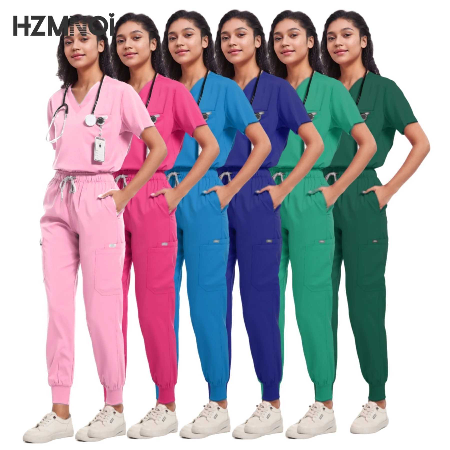 Hospital Uniforms Tops Jogger Pants Medical Scrubs Set Women Nursing Workwear Scrubs Nurse Uniforms Many Pockets Suits X250410