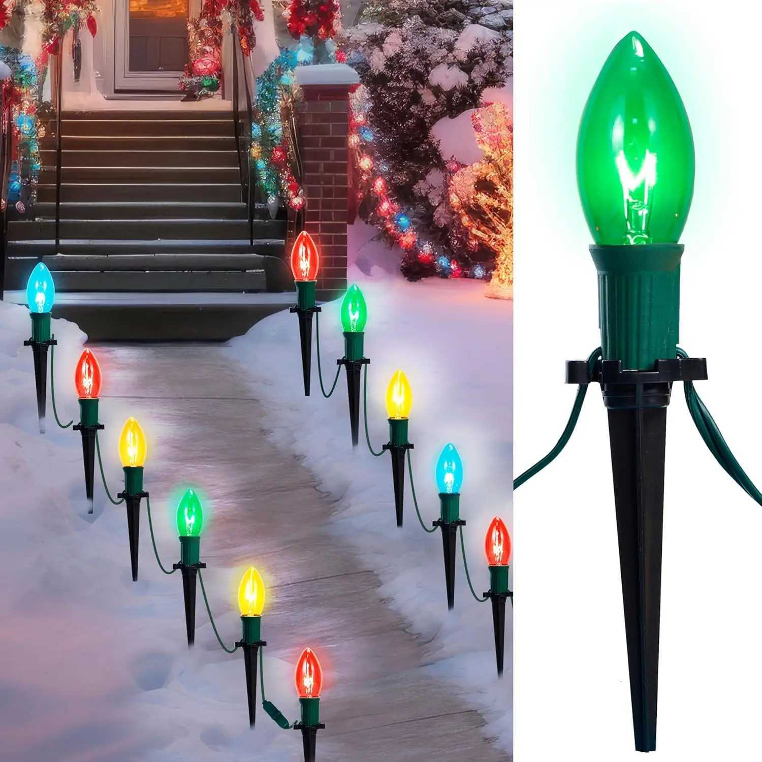 Christmas JOYFY C9 Christmas Pathway Marker String Lights 3075ft 24 Outdoor Multicolor with Stakes for Holiday Waterproof Outside Garden Y251111