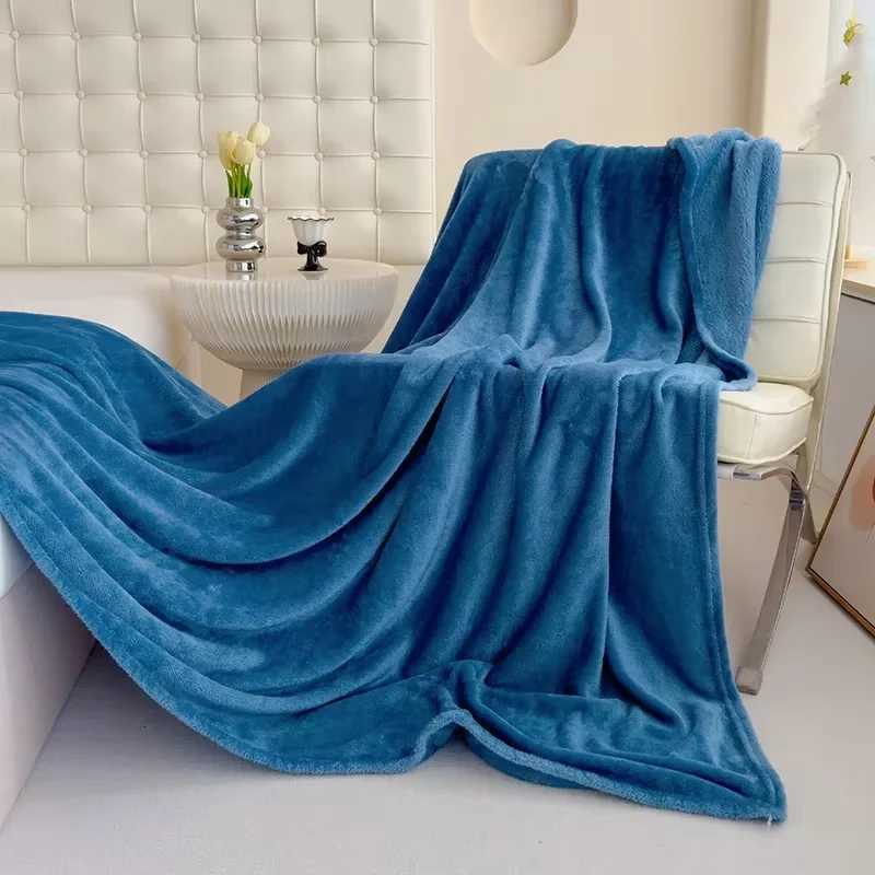 Solid color Shu cotton lint polyester bed and breakfast sofa blanket summer air conditioning blanket gift blanket C251111
