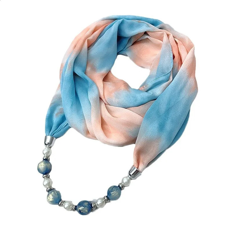 Multi colored chiffon jewelry statement necklace pendant scarf womens bohemian necklace headwear womens headscarf 250409