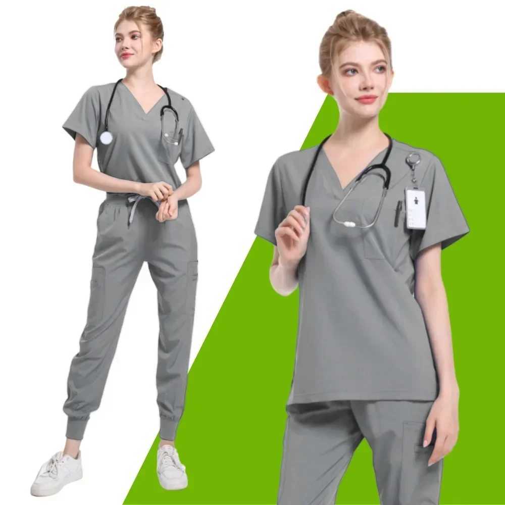 Dentist Surgery Tops Solid Color Beauty Sn Work Blouse Veterinary Nursing T-Shirts Spa Uniform Scrub Tops Men Medical Clothes X250410
