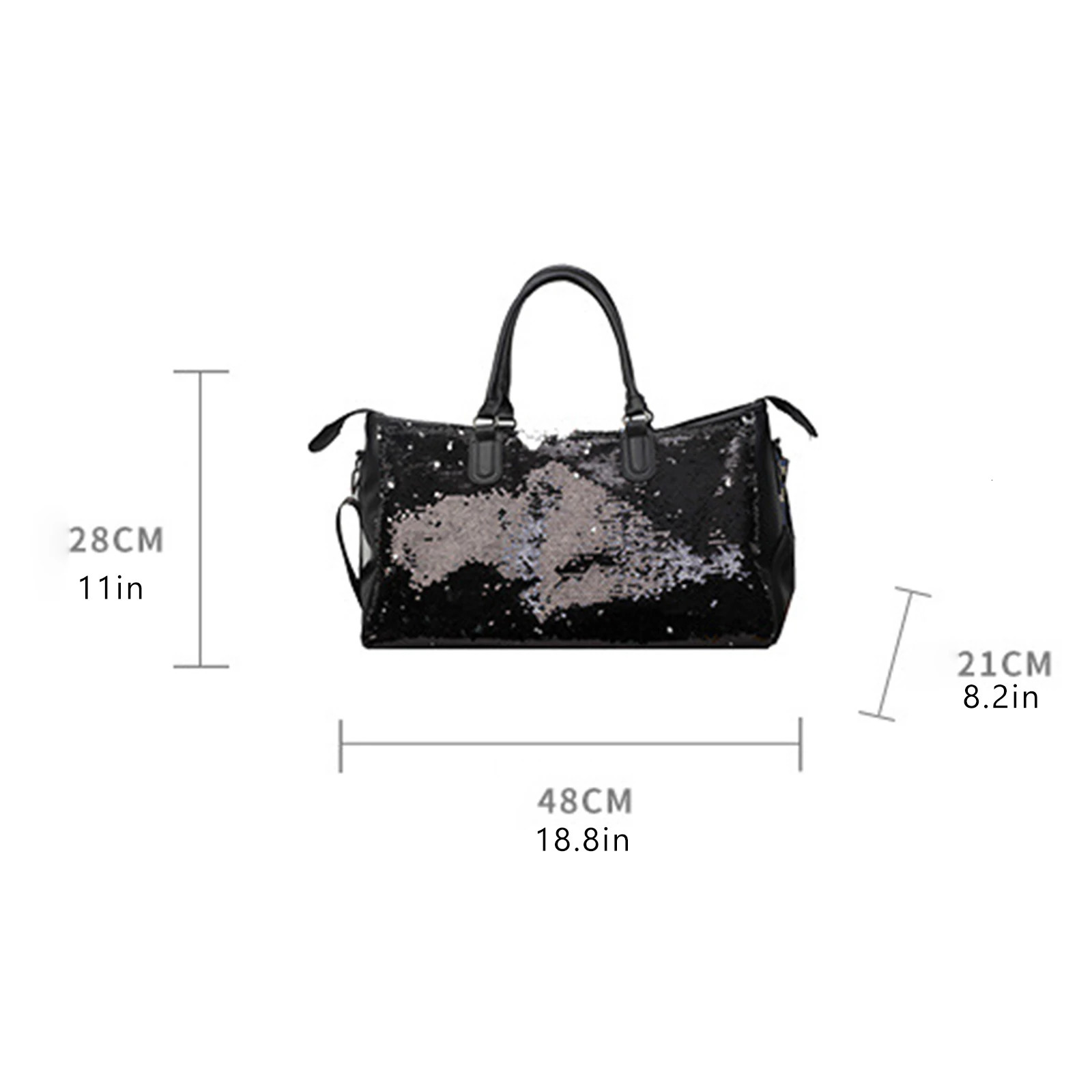 women Sequin Travel Bag with Shoes Compartment Overnight Travel Duffel Trendy Shoulder tote bags 251110