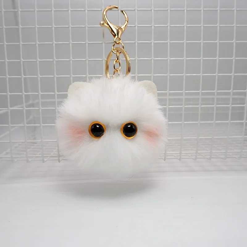 Cute plush cat keychain stuffed toy big eyed cat doll keychain womens handbag decoration gift W250411