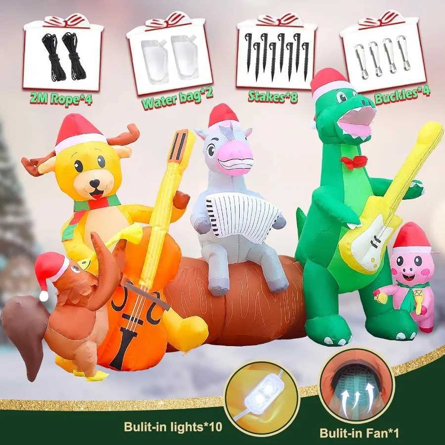 Christmas 9 FT Long Christmas Inflatables Decorations Christmas Waits Outdoor Dragon Reindeer Horse Pig Dinosaur Farm Animal Music Band T Y251111