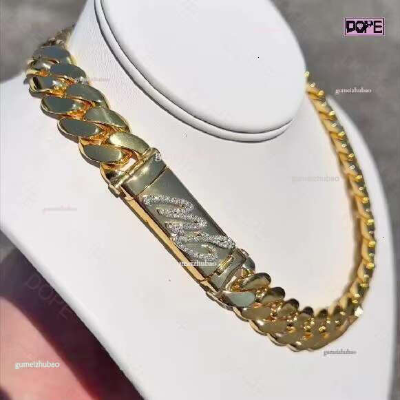 Hiphop 18mm Sier Monaco Miami Custom VVS Moissanite Clasp Plain Cuban k Chain