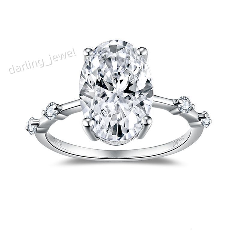 Cross-Border Independent Stations Sell Classic Oval 4.5 Karat 8*12mm Mosan Diamond S925 Silver 18K Gold Gemstone Ring for Women