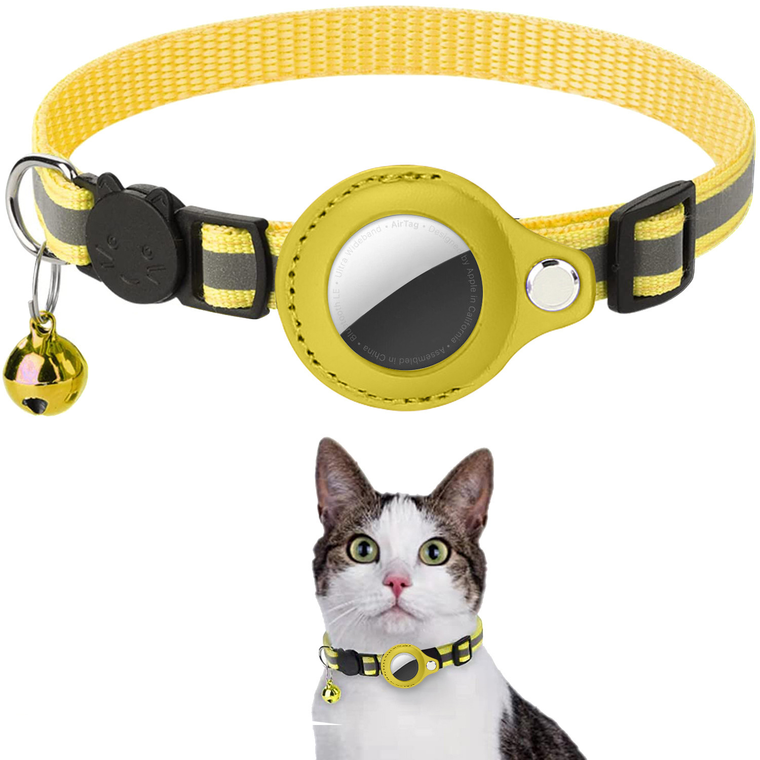 Collars Tracker Protective Case Anti Loss Pet Positioning Collar Cat Supplies Adjustable Kitten Reflective Bell Neck Ring Mechanical lock buckle Free 