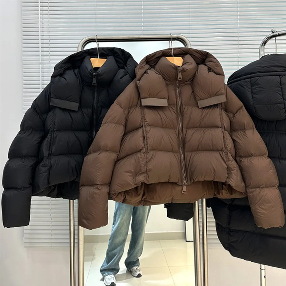 Down Jacket Women Winter Parkas White Duck Down Coat Hooded Solid Female Thick Warm Short Puffer Jacket Windproof 251110