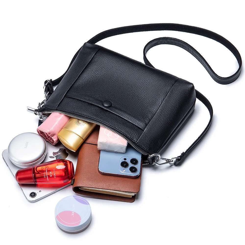 Genuine Leather High-Capacity Women's Shoulder Bag, New Versatile And Fashionable Small Square Handbag, Mom's Crossbody Bag