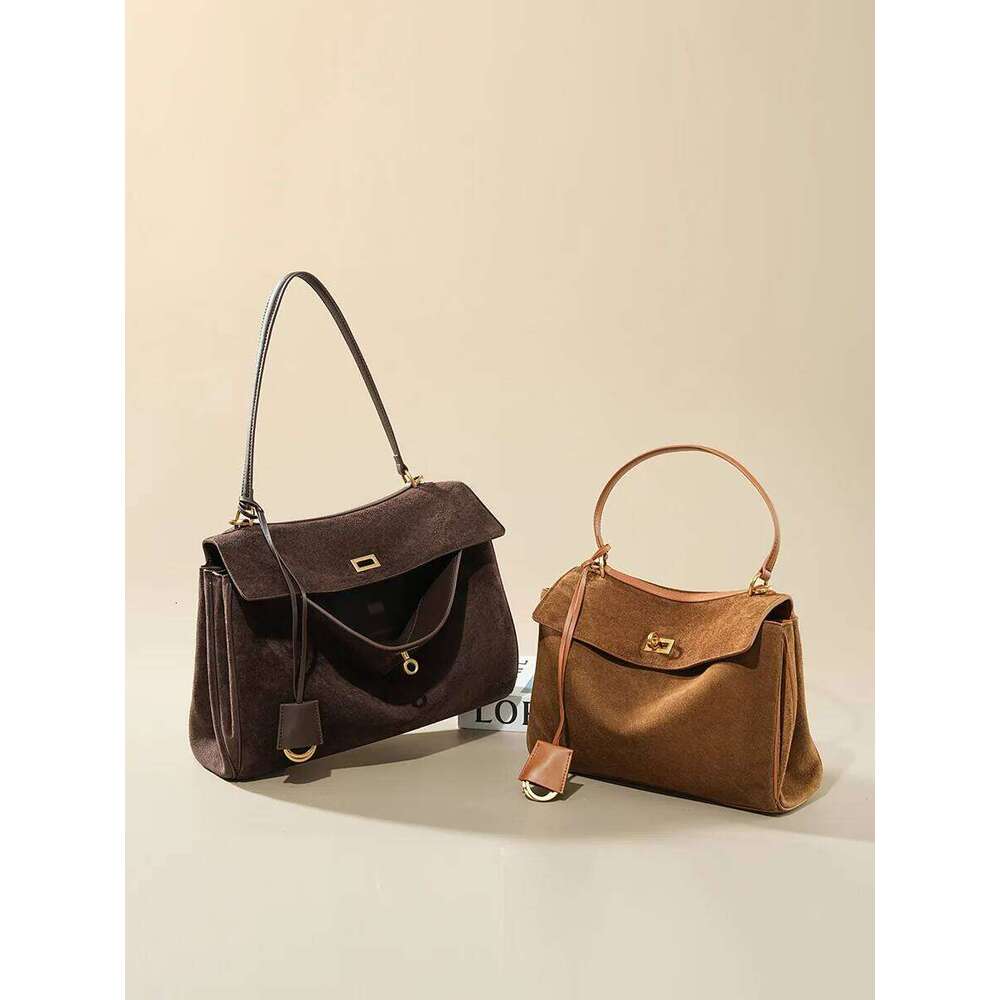 2025 Rodeo Genuine Leather Underarm Bag, Suede Nubuck Cowhide, Commuter High-End Large Capacity Women's Tote Bag