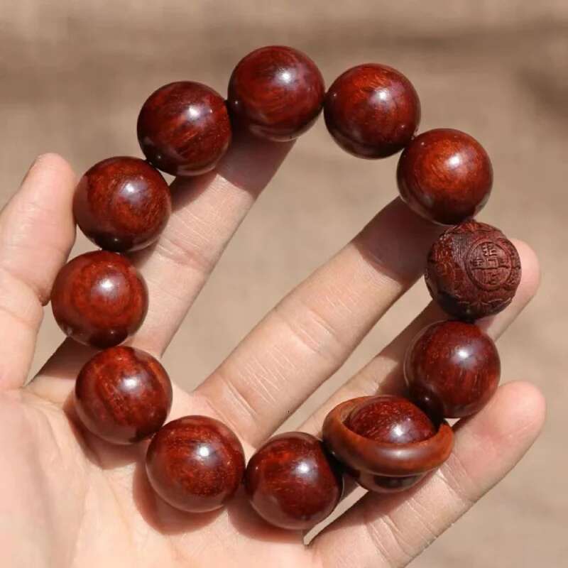 Natural Black Bracelet Single Circle In Stock Wholesale Silk Ebony Small Leaf Rosewood Buddhist Beads Men's Ethnic Style B
