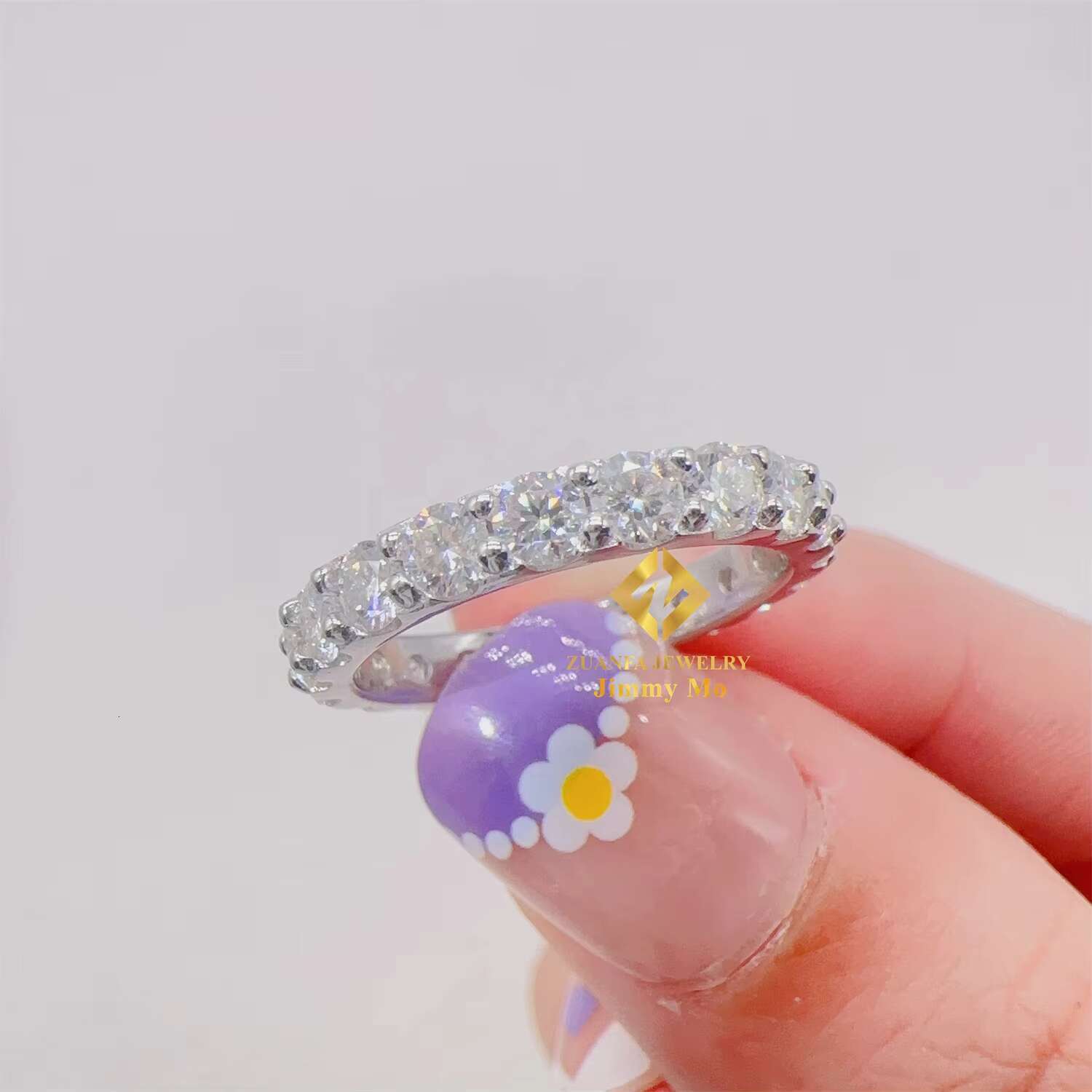 GRA Certificates 925 Sterling Silver Iced Out RIng Jewelry 3mm VVS1 Moissanite Engagement Ring Band Ring