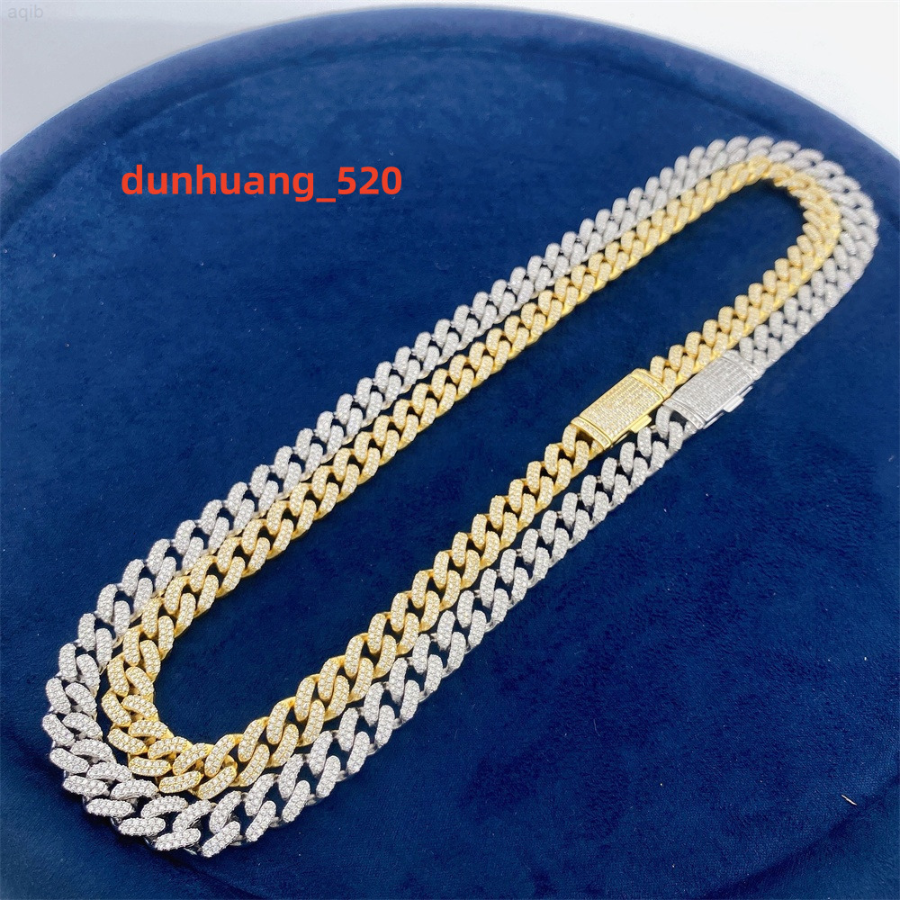 Gra Certificate Best Quality 925 Sterling Silver 10mm Cuban Link Chain Iced Out Women Fashion Jewelry Necklaces