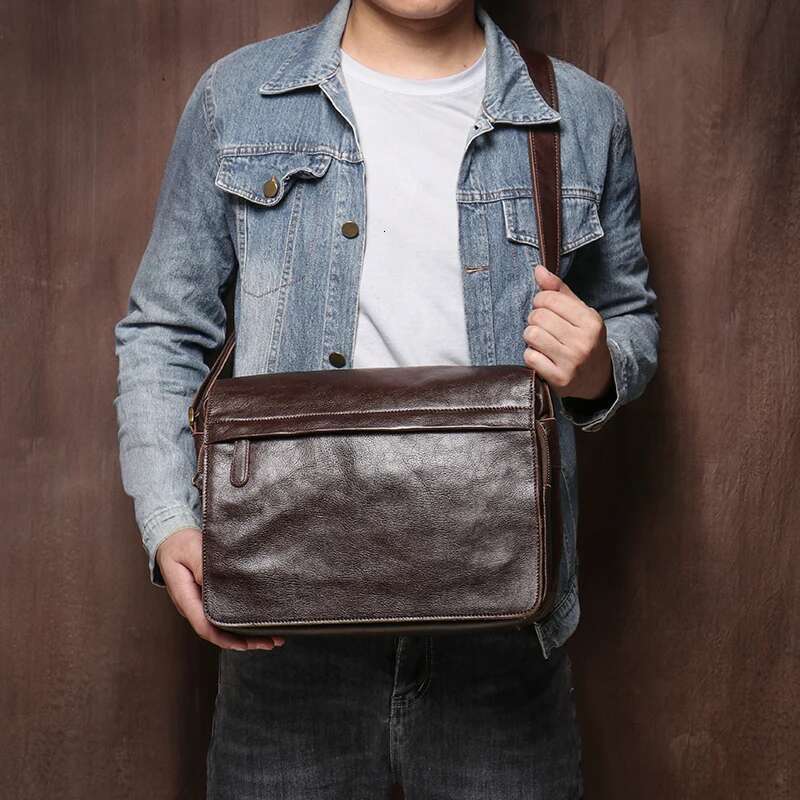 Women's Bags LUOKIR Classic Flap Messenger Casual Real Leather Shoulder Bag Men's Briefcase Crossbody Computer For 13 Inch Laptop
