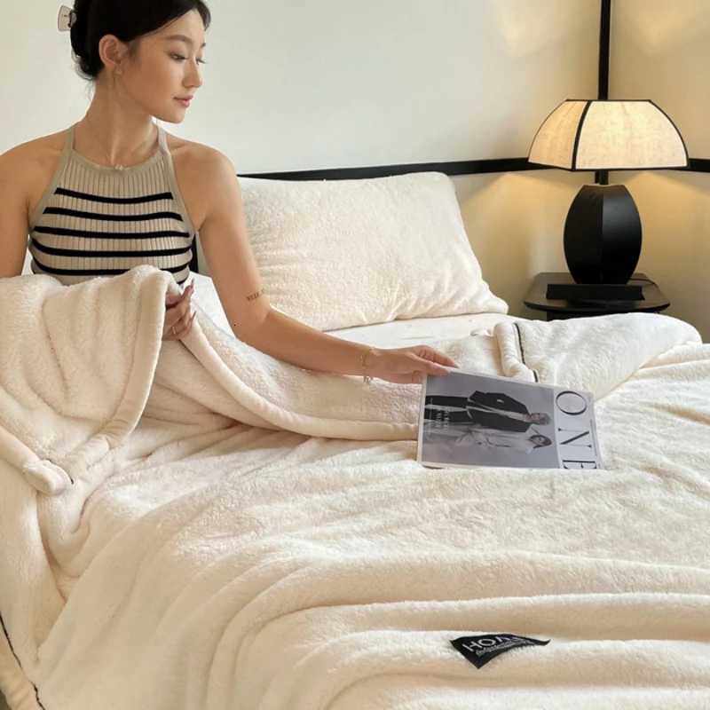 Plush Warm Winter Blanket A Grade Coral Fleece Flannel Soft Thick Bed Blankets for Sofa Single Double Couple Furry Bedspread C251111