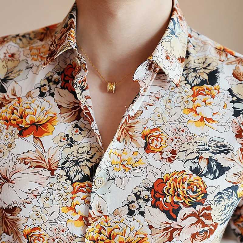 2025 New Men Long-Sleeve Printed Shirt Single-breasted Lapel Shirts Business Casual Camisa Top K251110