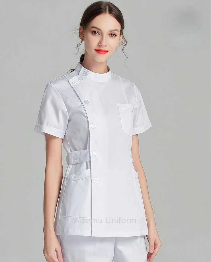 White Short Detergent Top Nurse Uniform Set Laboratory Coat Doctor Uniform Womens Medical Clothing Beauty Sn Long Sleeve Clothing X250410