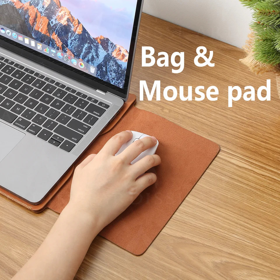 Laptop Sleeve Case Pouch for Mac Book iPad Air M1 M2 13 3 14 2 15 6 16 Pro 12 9 11 Inch Cover Bag Set Vegan Leather250403