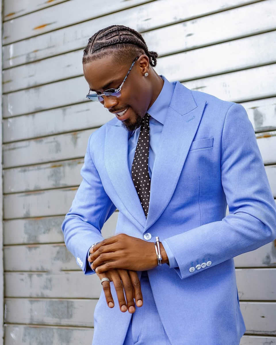 Simple Blue Wedding Tuxedos Pure Colour 2 Piece Set Jacket Pants Formal Men Suit Peaked Lapel Business Work Suits Customized