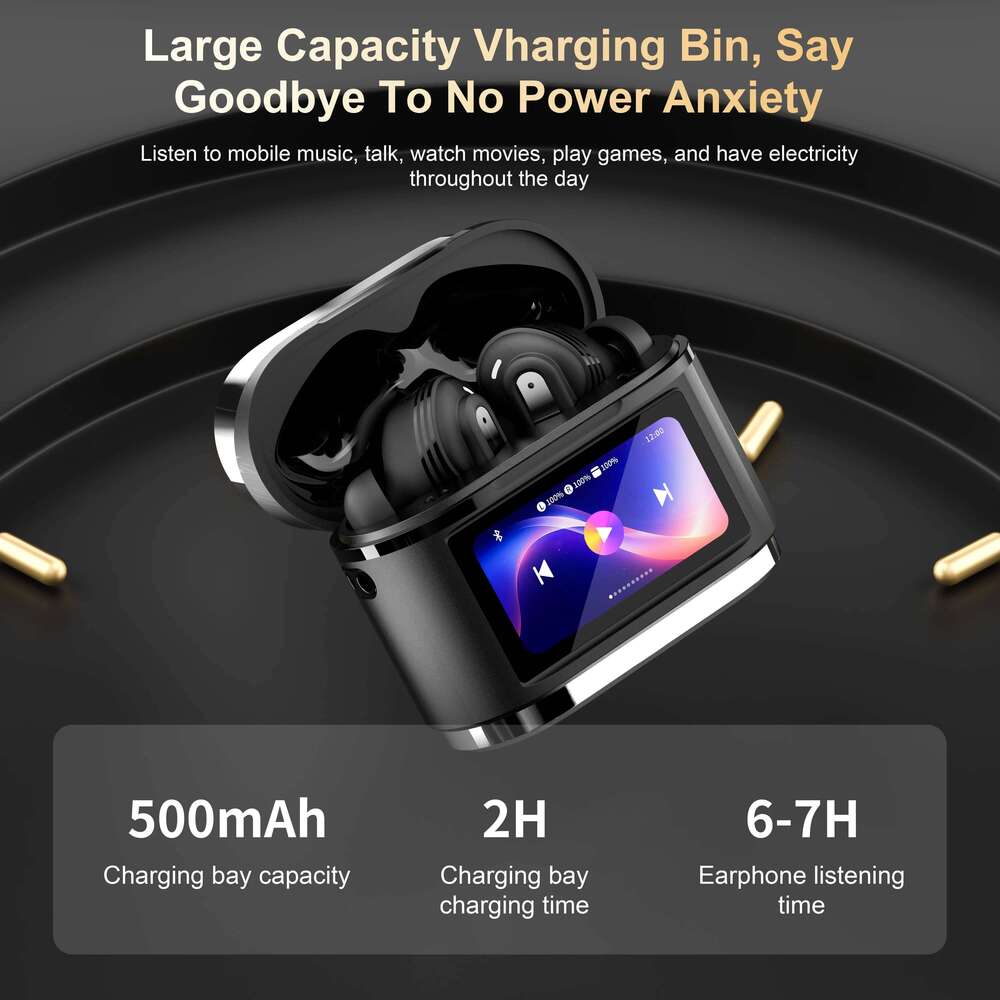 Smart Touch Screen Bluetooth Earbuds Wireless ANC ENC Active Noise Cancelling Headphones New
