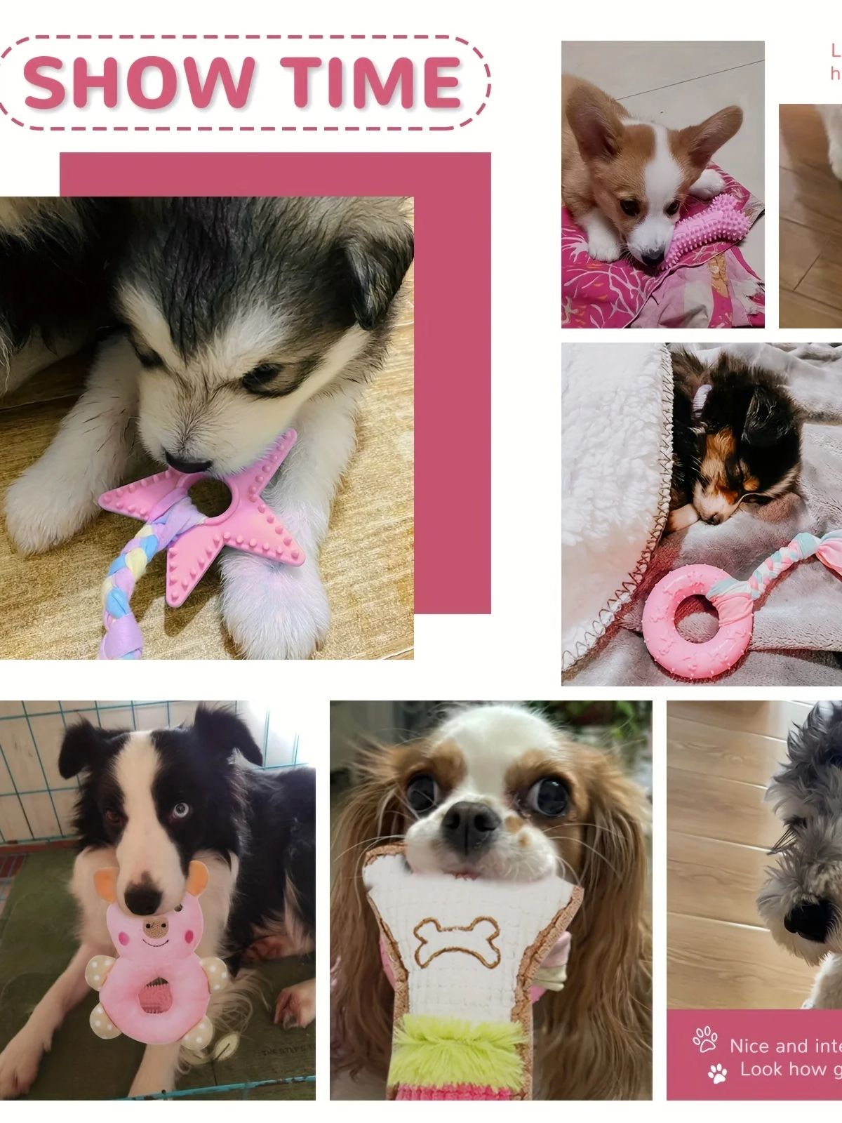 Update 6-Piece Cute Puppy Chew Toy Set - Interactive Pet For Cleaning Teeth With Soft Rubber Toys Puppies