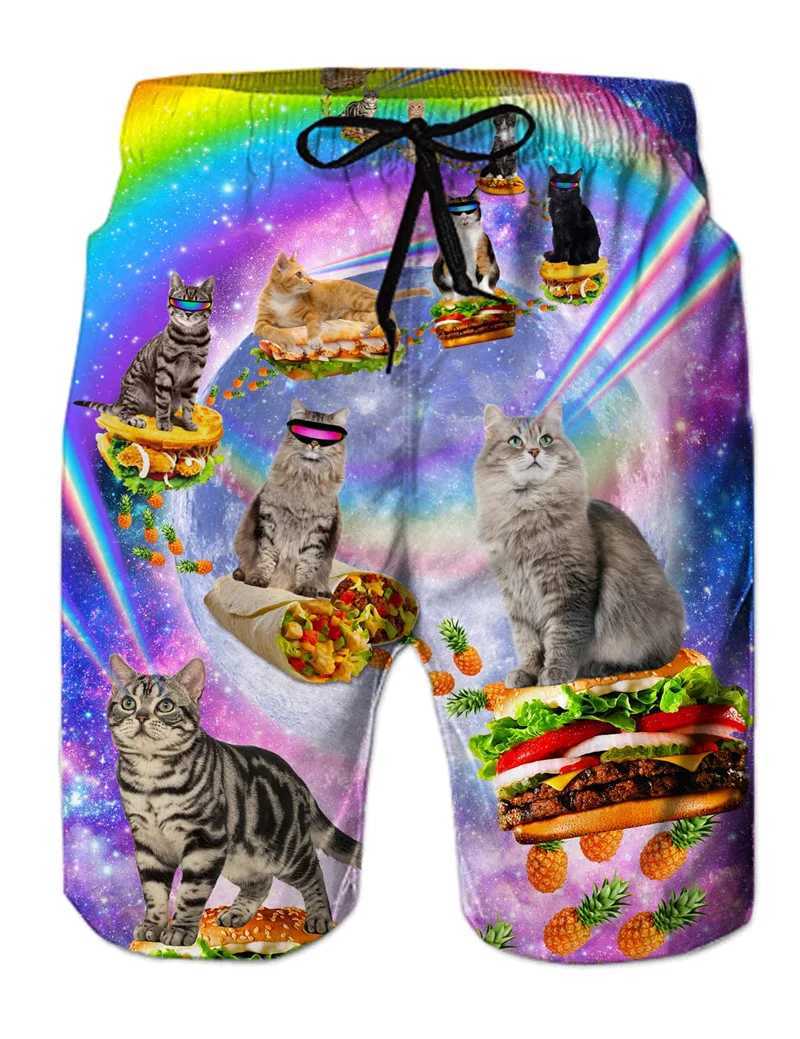 Interesting animal dinosaur beach shorts mens 3D printed surfboard shorts summer Hawaiian swimsuit pants cool ice shortsW250410