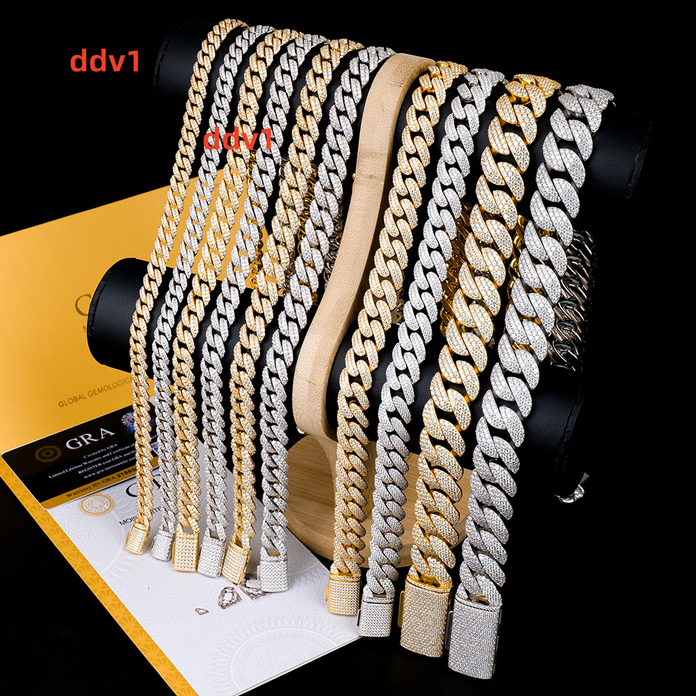 Stock Wholesale Mens Hip Hop 925 Sterling Silver Iced Out Vvs Diamond Mossanite Moissanite Jewelry Arc Cuban Link Chain Necklace