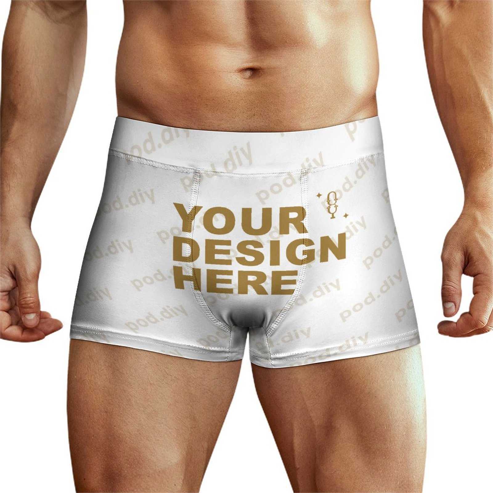 POD.DIY Men's Boxer Briefs Comfortable And Stylish Fitness And Sports Underwear Custom Letter Print Waistband Underwear